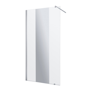Kabina prysznicowa Walk-In Liveno VERTICO,, elegancka i minimalistyczna, z przezroczystym szkłem i chromowanymi elementami, idealna do nowoczesnych łazienek.