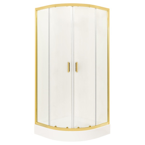 Kabina prysznicowa LivenoI NA GOLD Kabina prysznicowa o eleganckim, złotym wykończeniu, w rozmiarze 90x90 cm. Wyposażona w brodzik o wysokości 16 cm, zapewniający komfort i wygodę użytkowania. Wykonana z solidnych materiałów, w tym szkła hartowanego o grubości 6 mm, co gwarantuje trwałość i bezpieczeństwo. Idealna do nowoczesnych łazienek, łącząca funkcjonalność z estetyką.