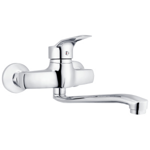 Bateria umywalkowa VESTO Chrom Bateria umywalkowa z długą wylewką w kolorze srebrnym. Eleganckie, srebrne wykończenie, które dodaje nowoczesnego stylu łazience. Długa wylewka zapewnia wygodę użytkowania, ułatwiając mycie i codzienne czynności. Solidna konstrukcja gwarantuje trwałość i niezawodność.
