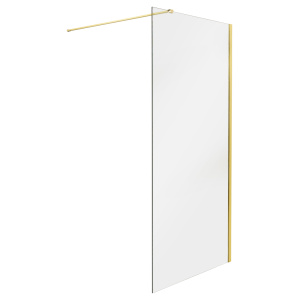 kabina prysznicowa LIVENO GOLD Kabina prysznicowa Walk-In Liveno GOLD, 120x195 cm, z przezroczystym szkłem i elementami w złotym kolorze, elegancka i nowoczesna, idealna do luksusowych łazienek.