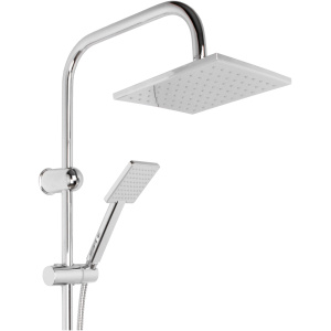 Liveno Quadro Zestaw prysznicowy z kwadratową deszczownicą w kolorze chromu. Elegancki, nowoczesny design idealny do współczesnych łazienek. Zestaw zawiera wszystkie niezbędne akcesoria do montażu, w tym dużą kwadratową deszczownicę, rączkę prysznicową i elastyczny wąż. Wysokiej jakości materiały zapewniają trwałość i funkcjonalność. Atrakcyjna cena czyni go doskonałą okazją dla osób szukających eleganckiego i kompletnym rozwiązaniem do prysznica.